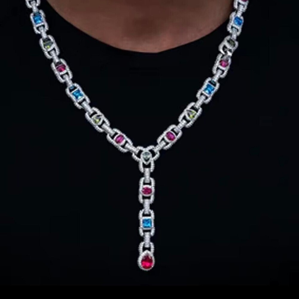 Cluster Mariner Chain Necklace Iced out 19inch